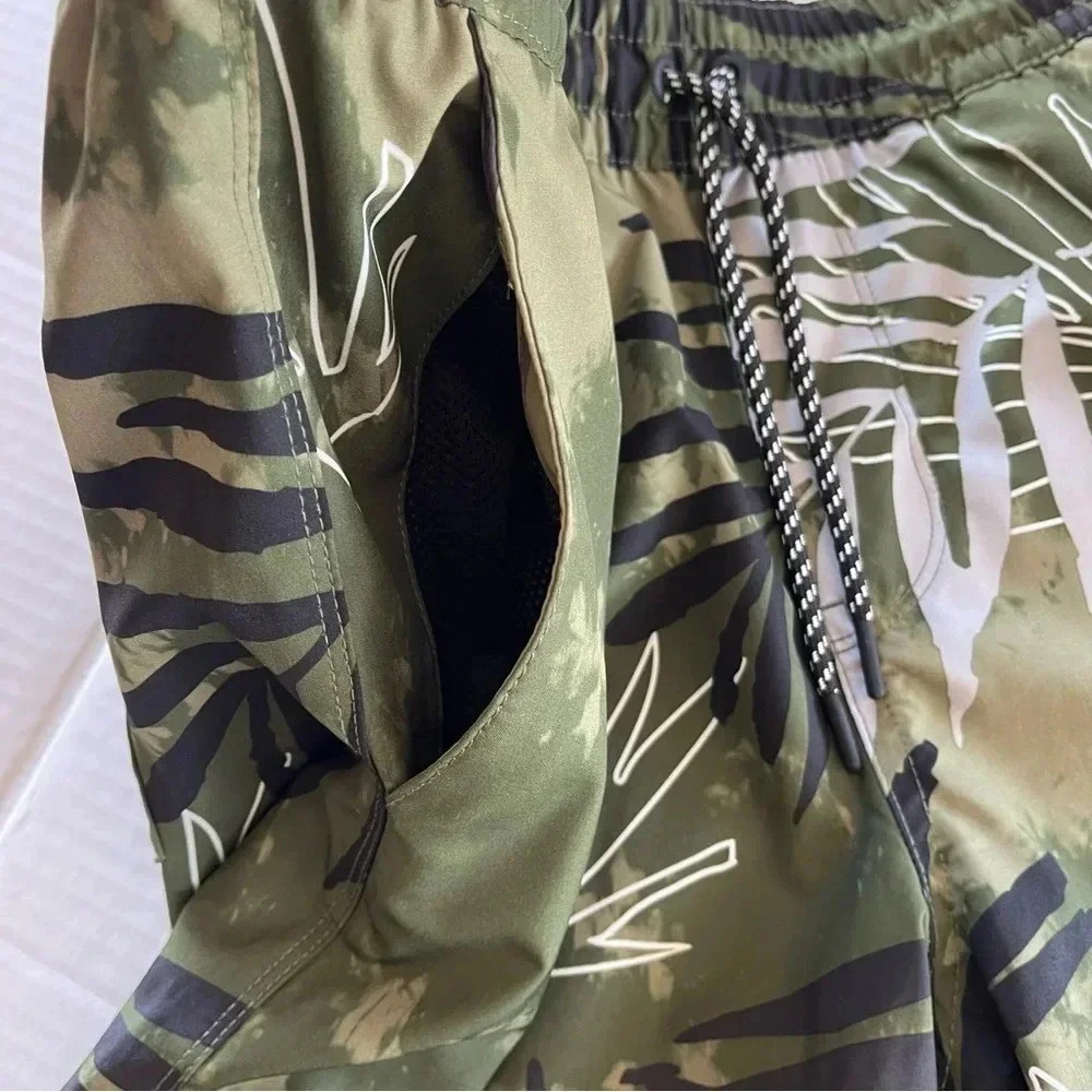 Hurley Palm Print Volley Swim Shorts-Olive Men size Large - Picture 5 of 12